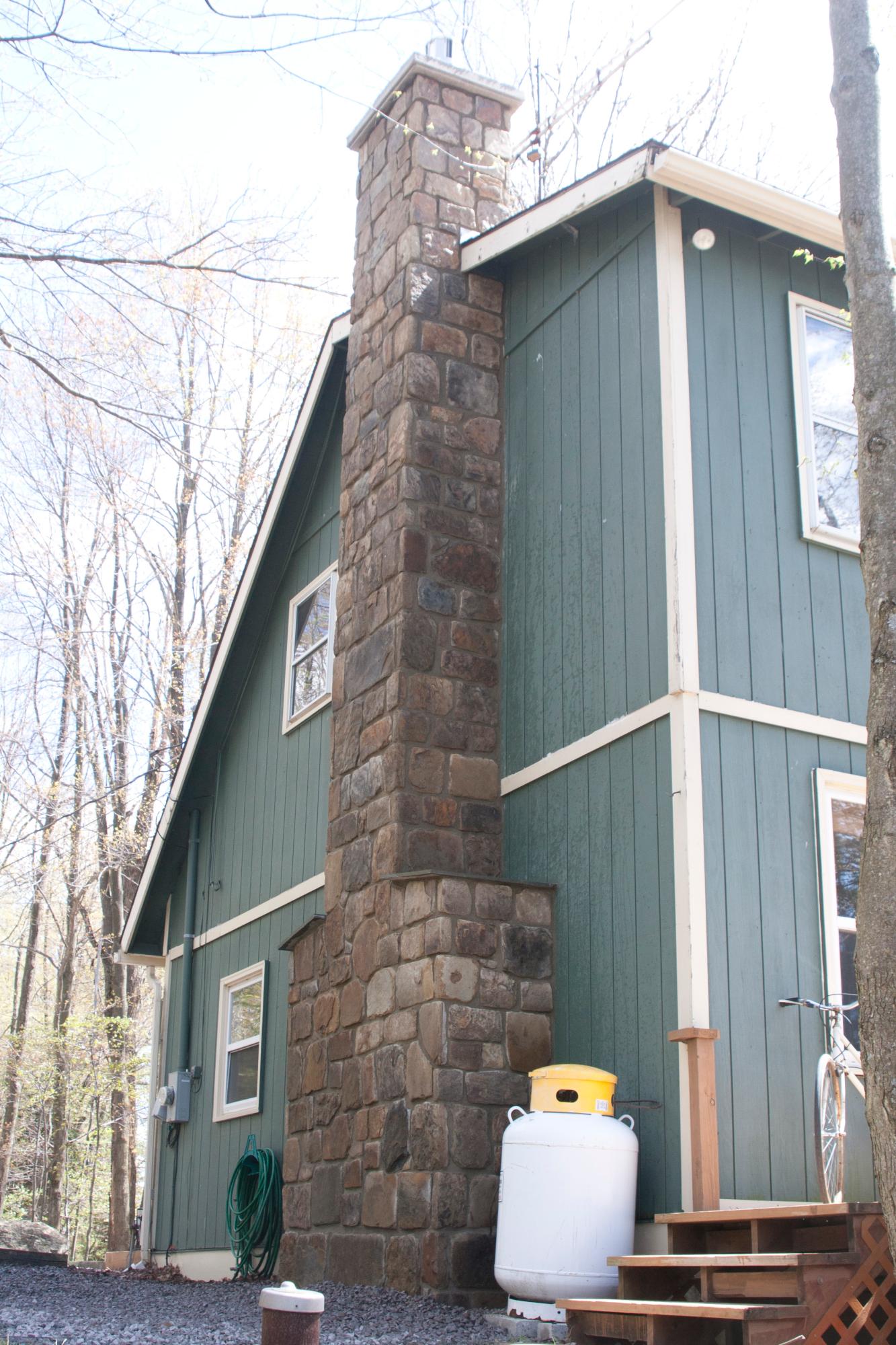 Cut stone chimney